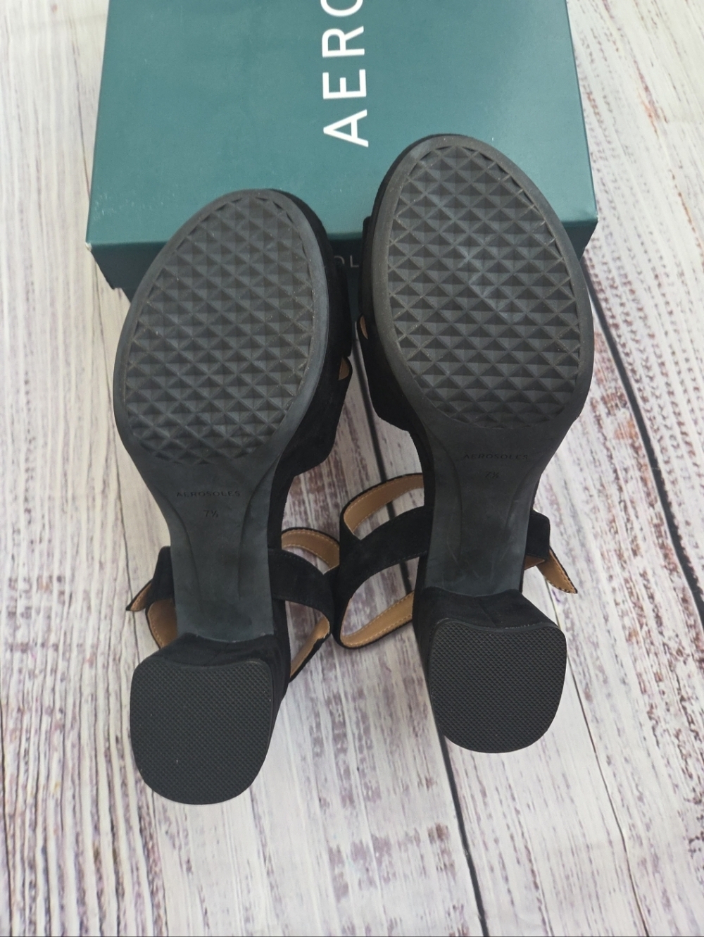 Aerosoles Cosmos Women's Suede Platform Sandals size 7.5 Comfort Shoes EUC - Picture 9 of 9